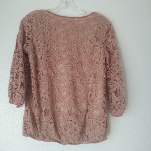 PerSeption Concept women's size S pink lace blouse - Picture 4 of 14